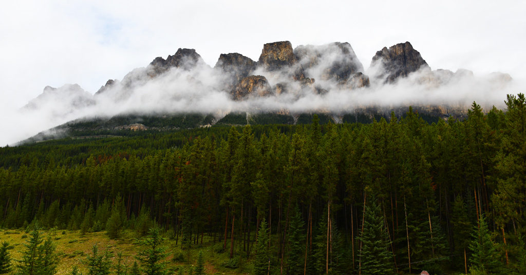 The romantic and majestic views of the Castle Mountain in Banff.