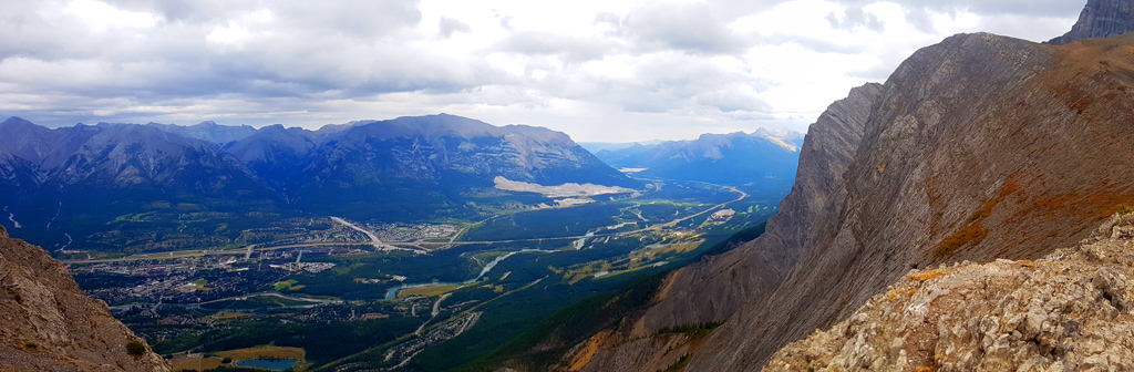 Views from ha ling peak summit, in Canmore. The hike is one of the top things do in Canmore.