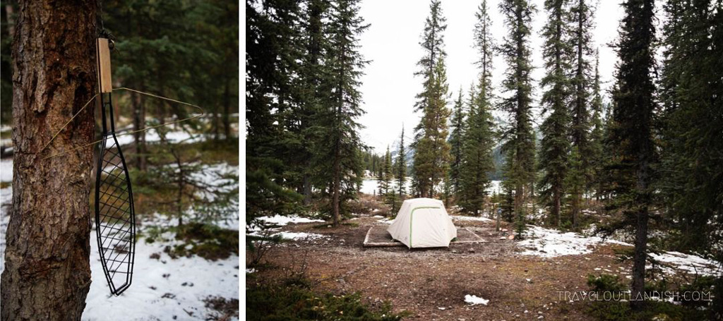 Camping long Maligne Lake in Jasper National Park, Canada