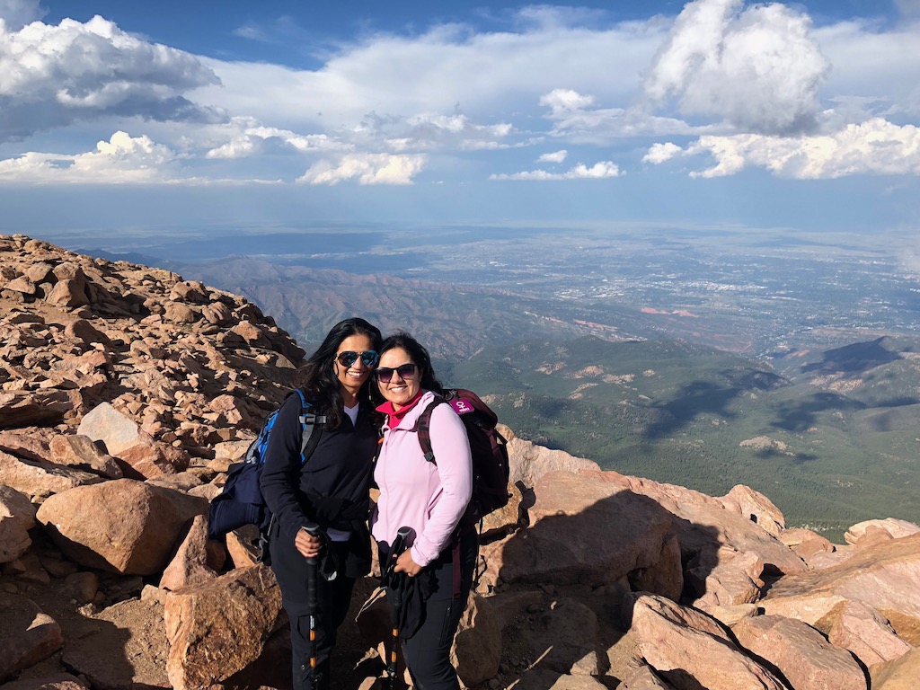 Hiking up to Pikes Peak summit on Barr trail.