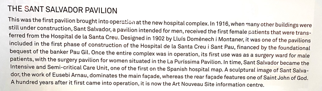 Hospital San Pau - San Salvador Pavilion sign