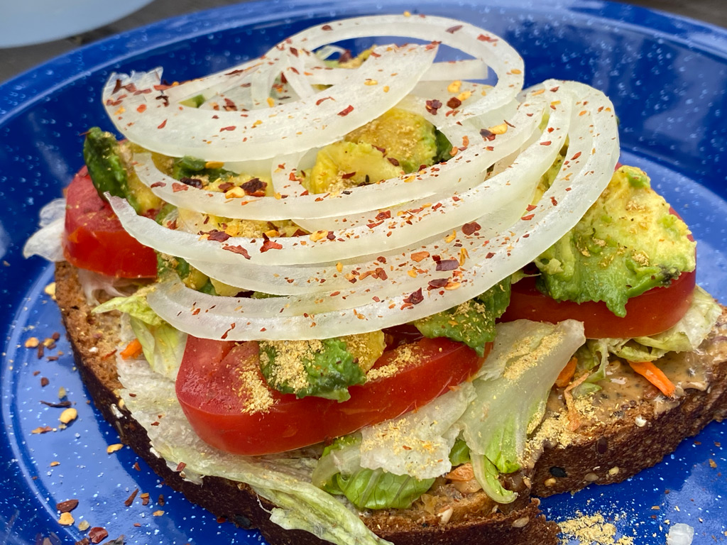 Our typical picnic lunch sandwich during coronavirus travel times