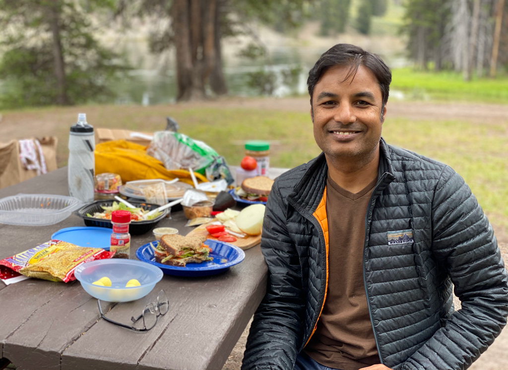 Riverside picnic lunch during COVID-19 National Park trip