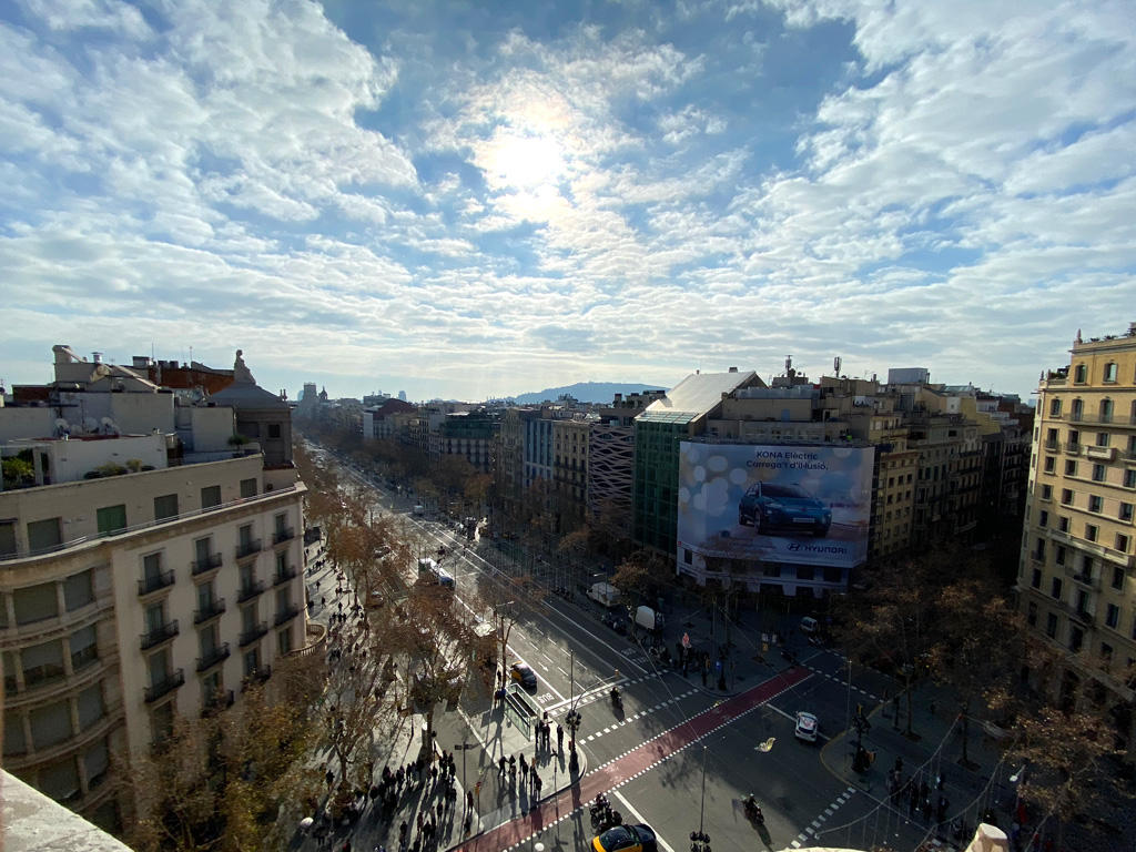 Barcelona's Eixample neighborhood's Grid layout as seen from Casa Mila