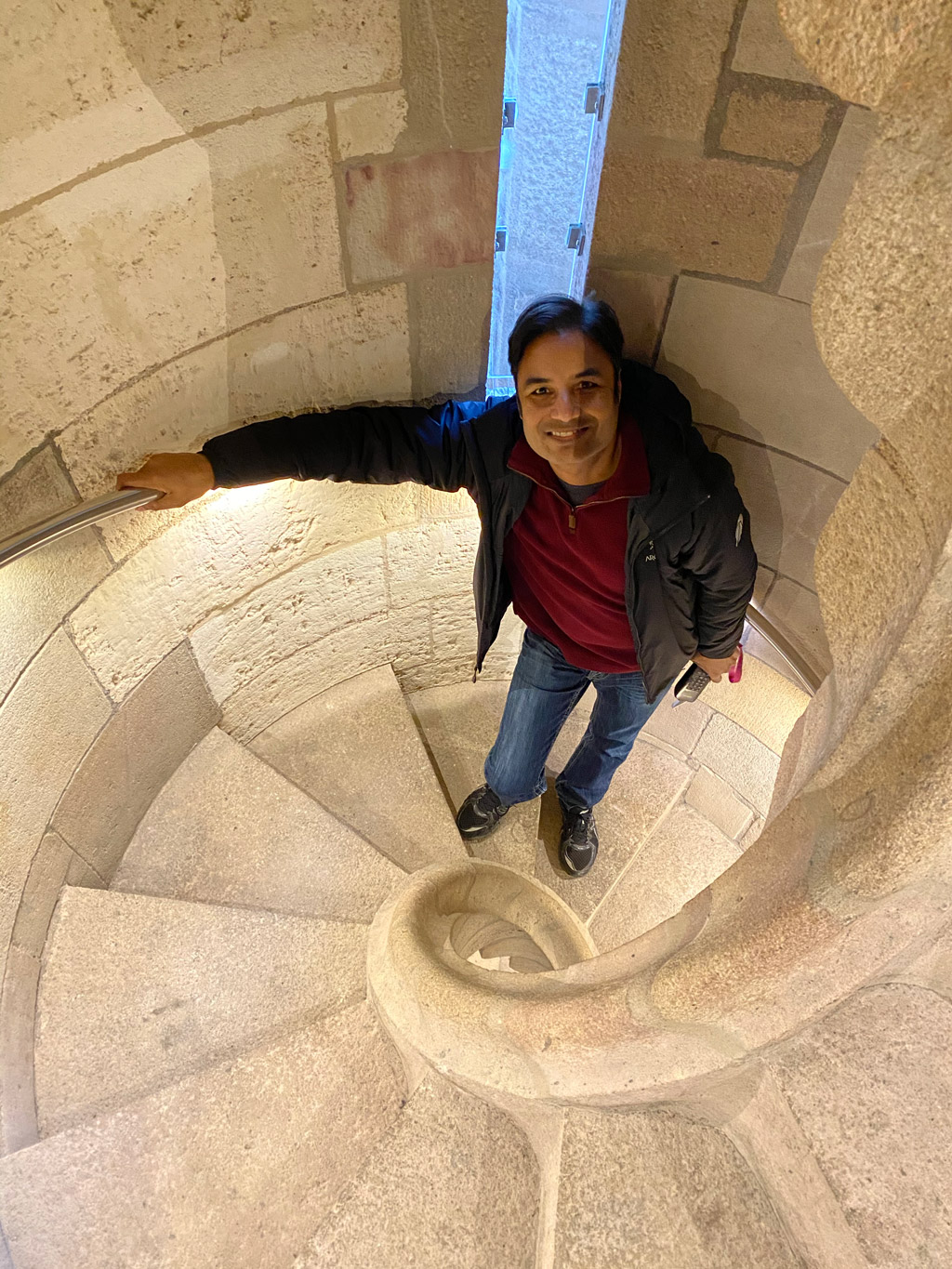 The spiral stairs to the facades of La Sagrada Familia are narrow but comfortable to walk.