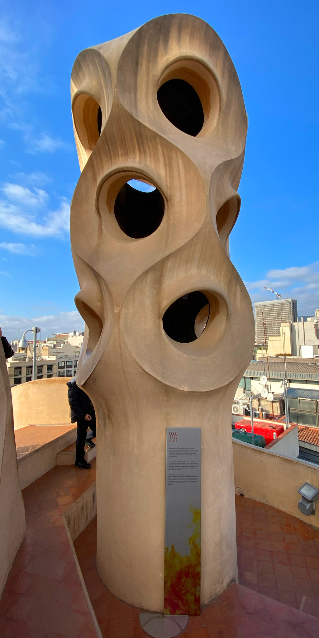 A ventilation towers in Casa Míla refresh air in the attic.