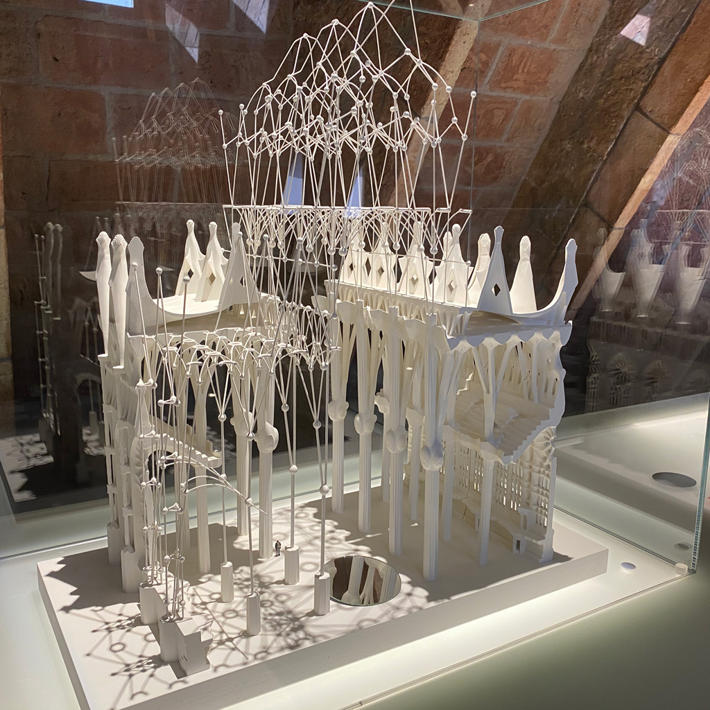 A structural model of Barcelona's Sagrada Familia in the museum at Casa Míla's attic. 