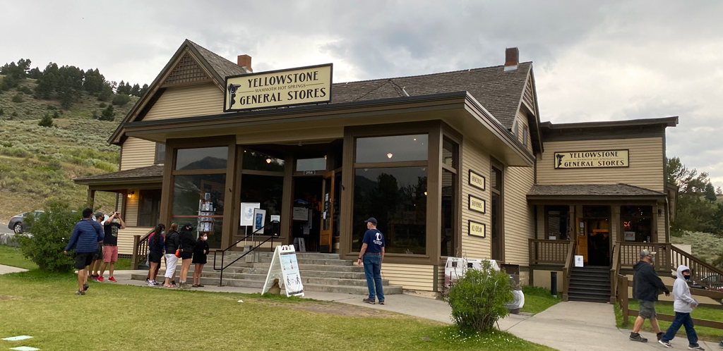 Mammoth grocery store was much smaller and less crowded than Old Faithful.