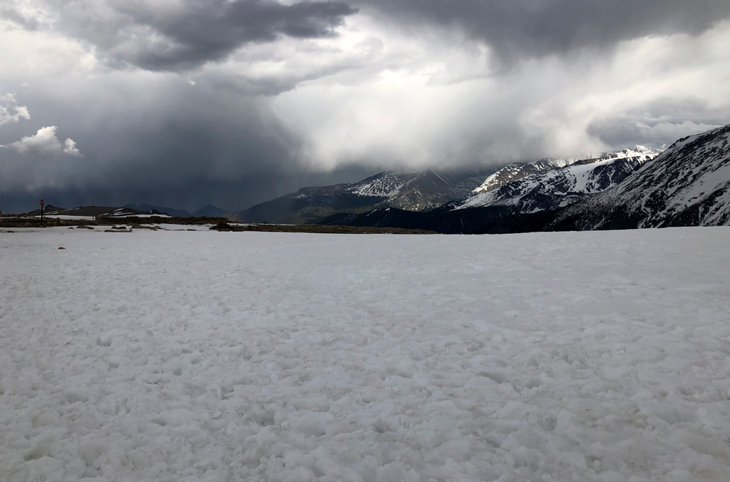 View from Forest Canyon Overlook parking lot in June (in Rocky Mountain national Park)