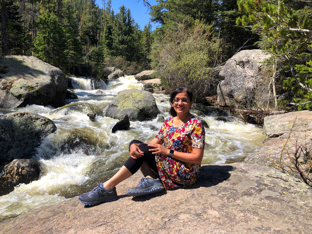 Relaxing to the soothing sounds of the raging St Vrain Creek in Wild Basin, Rocky Mountain National Park