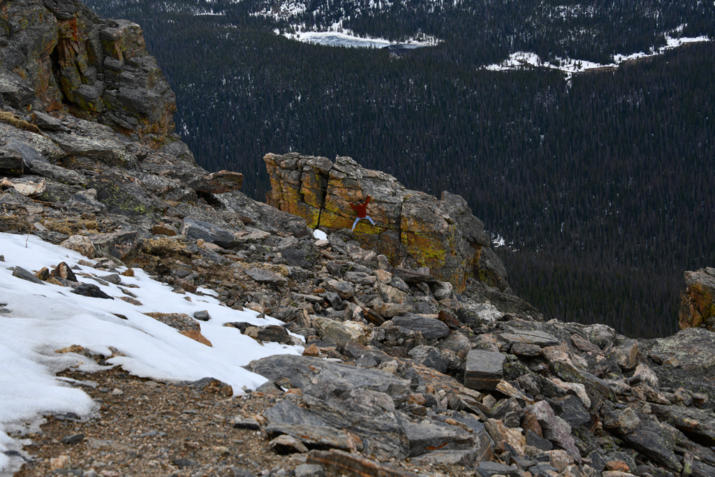 climbers at Rock Cut vista point in Rock Mountain National Park