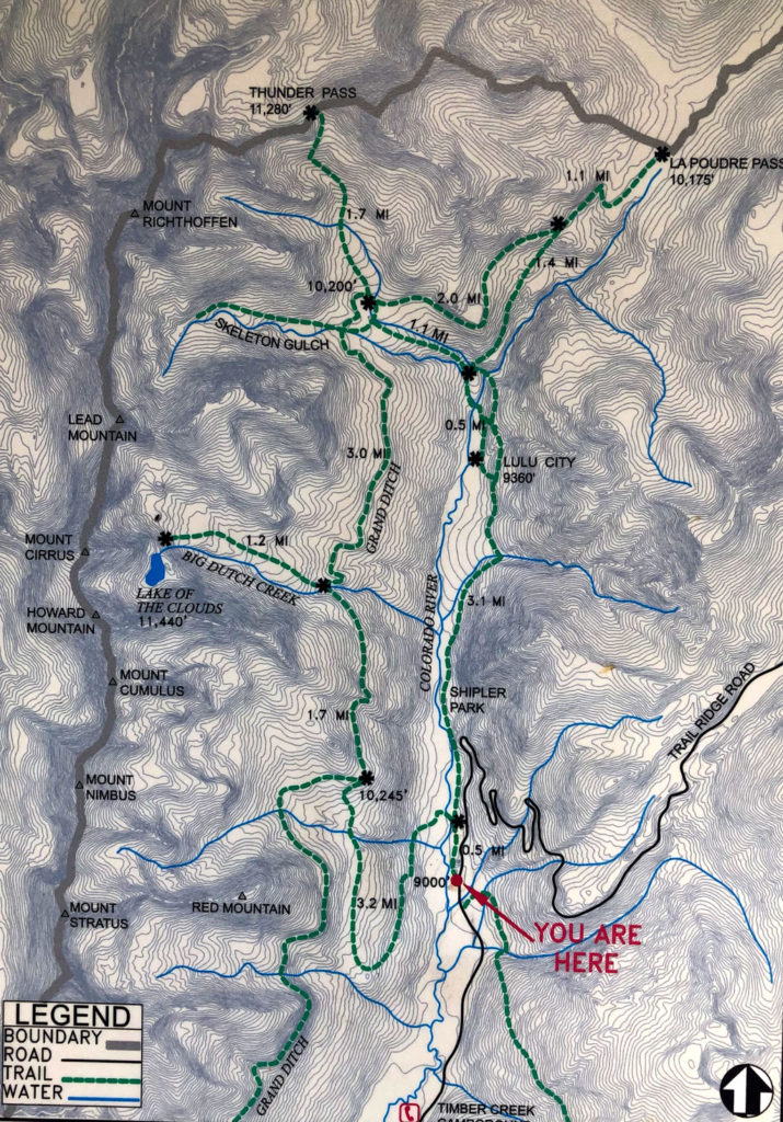 Colorado River Red Mountain trail map in Rocky Mountain National Park, Colorado