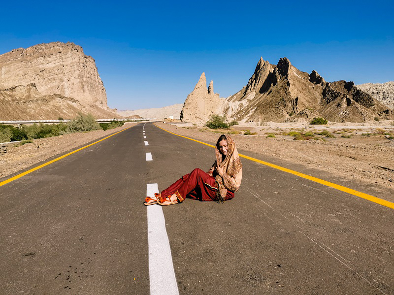 Makran highway in Pakistan during the Pandemic in 2020