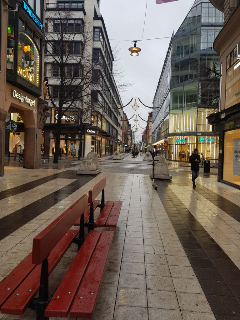 Empty streets of Stockholm, Sweden during coronavirus lockdown