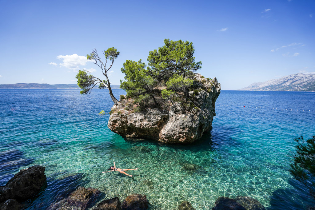 Brela beach in Croatia for travel corona virus pandemic