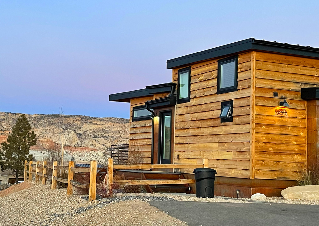 Entrance to one of the tiny homes in Escalante Escapes in Utah