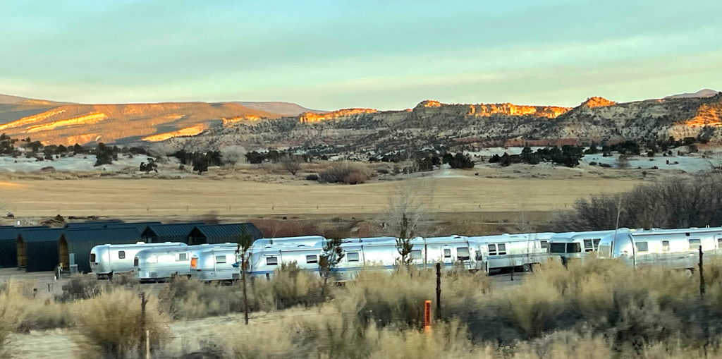 Escalante Airstream and cabin accommodation, just outside town of Escalante, Utah