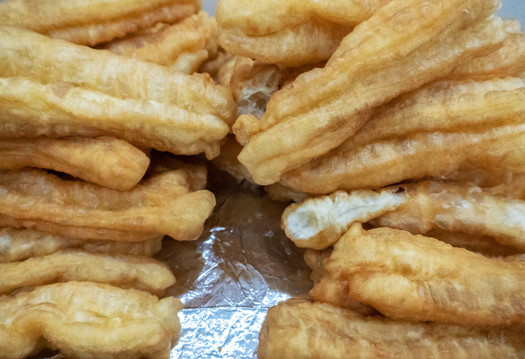 youtiao, a Taiwanese vegan donut thats dipped in fresh soy milk