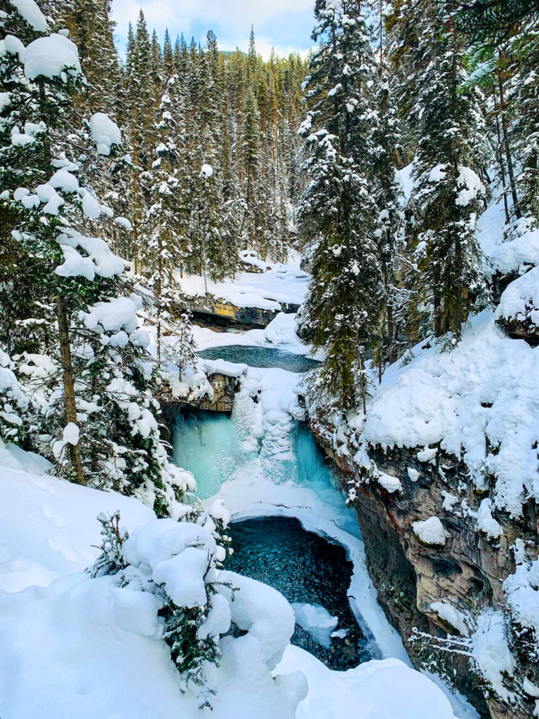 Johnston Canyon Icewalk in Banff National Park, Canada in winter