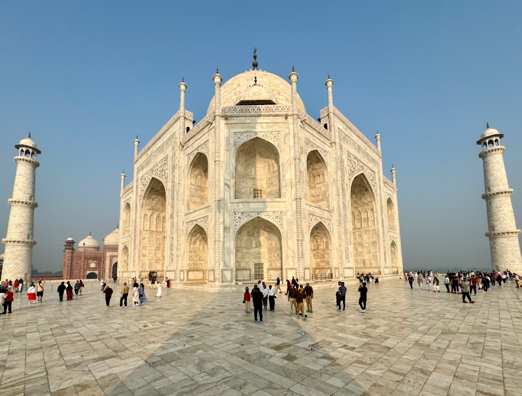 Taj Mahal from a corner of the mausoleum platform