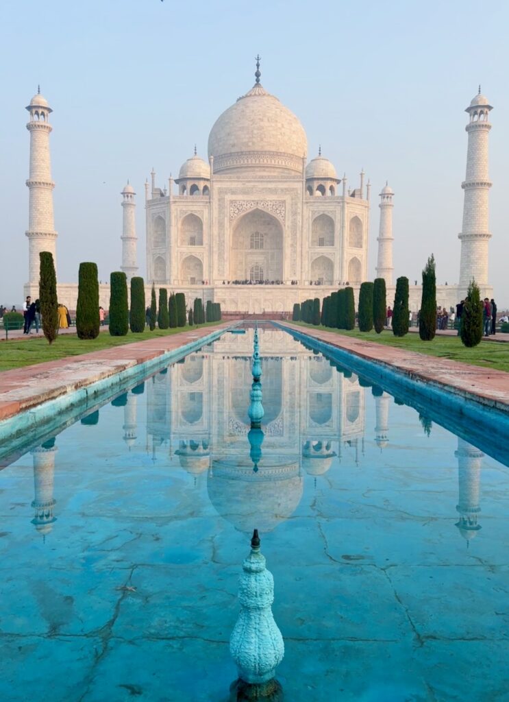 Taj Mahal with its reflection in the pool