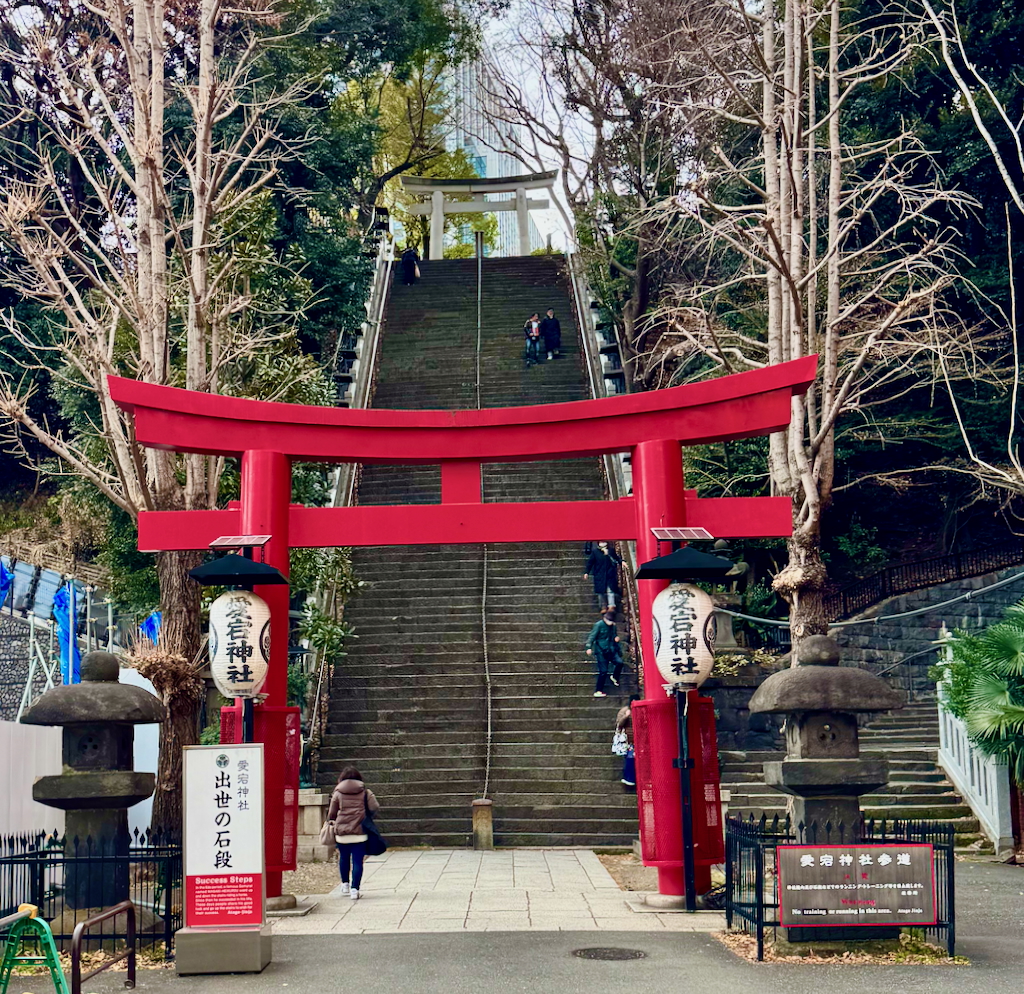 Steps of Success main entrance of Atago-jinja in Tokyo. Notice the gentler steps on the right fork