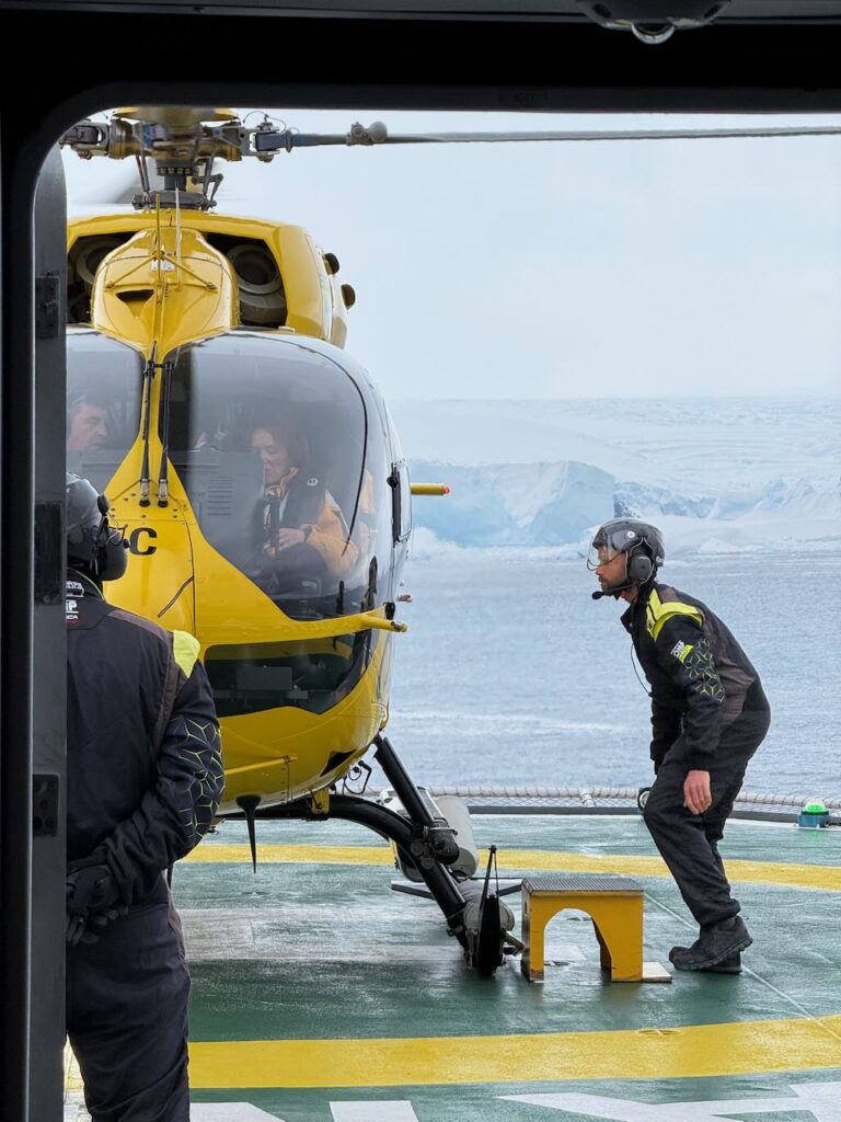 Boarding our first flight in Antarctica