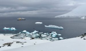 Views from Palaver Point peak, a Chinstrap nesting colony Antarctica