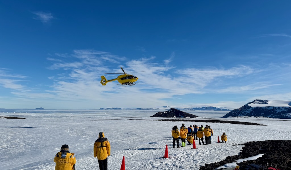 Landing on a peak on Vega island Antarctica