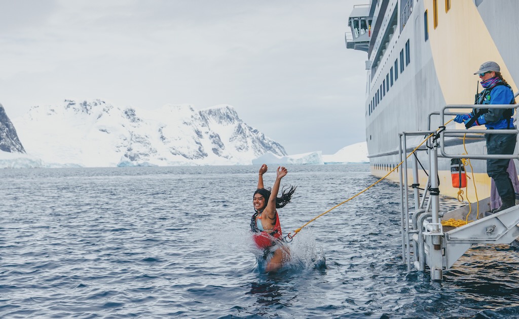 Polar plunge in Antarctica 