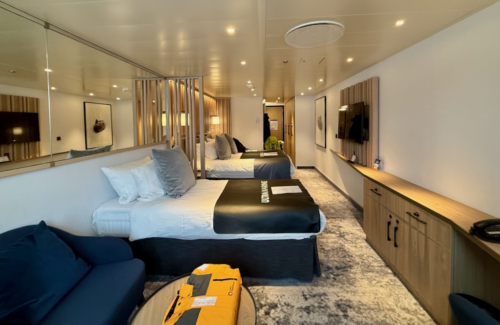 Settling in our cabin on Ultramarine for Antarctica voyage