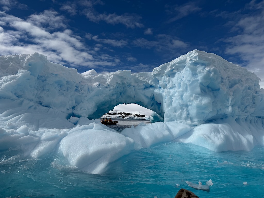 Zodiac cruising around Palaver Point, Antarctica 