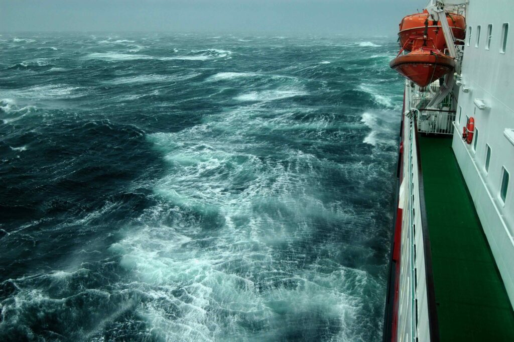 Drake Passage during a Drake Shake - 7-meter-high waves thrashed the ship relentlessly