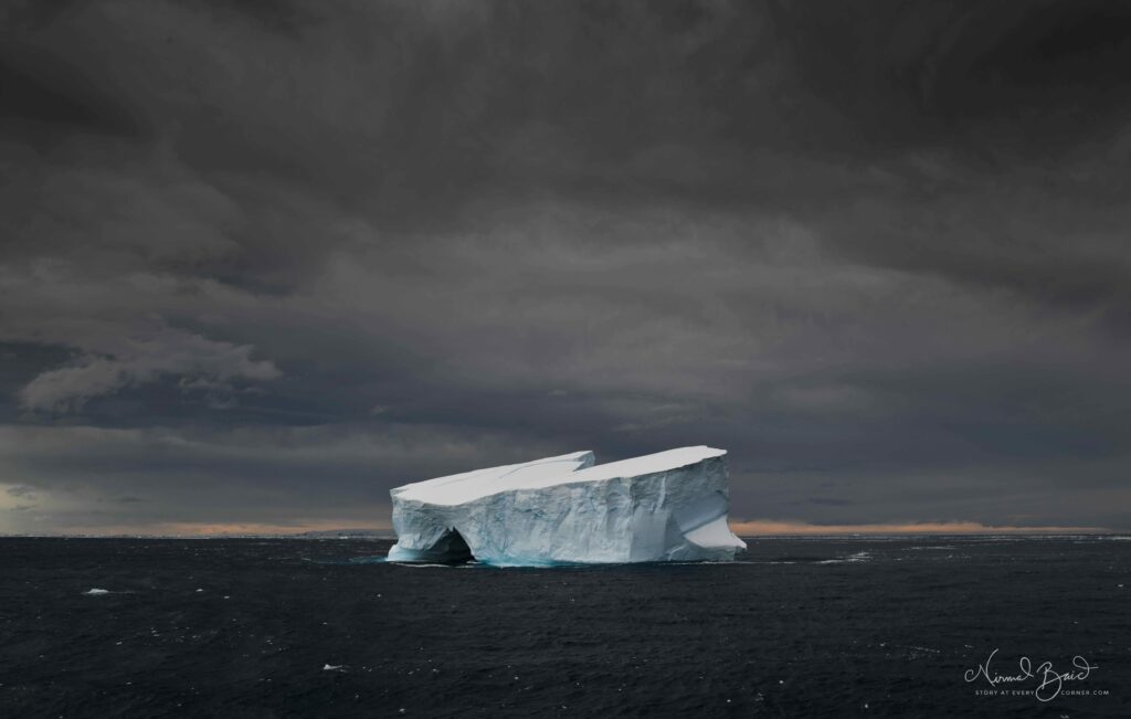Iceberg appearing upon arrival in Antarctica