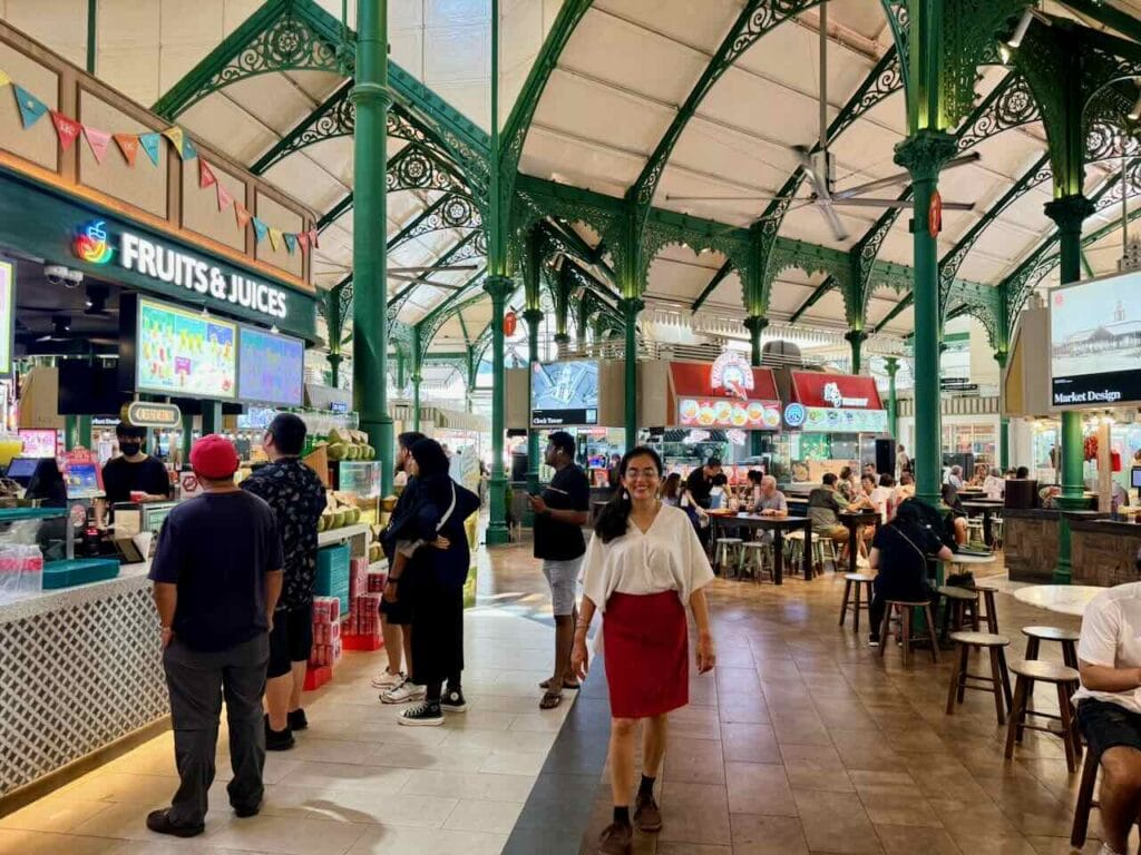 Historic Lau Pa Sat food market located in the heart of Singapore's financial district is know for inexpensive high quality food