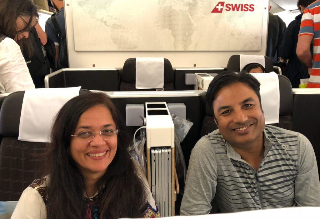 Nirmal and Jyoti seated and ready to relax early