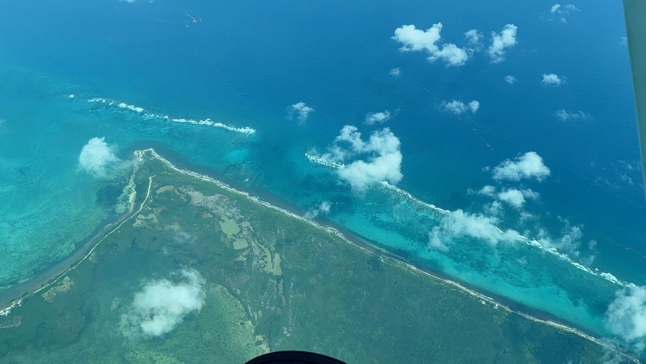 Aerial view north of Cozumel island, Mexico