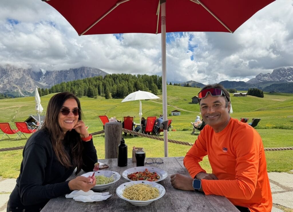Plant-based Lunch at Sanon Hutte when hiking in the Alpe di Suisi in the Dolomites